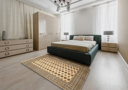 Traditional Reddish Brown Persian Rug in a Bedroom, tr2470