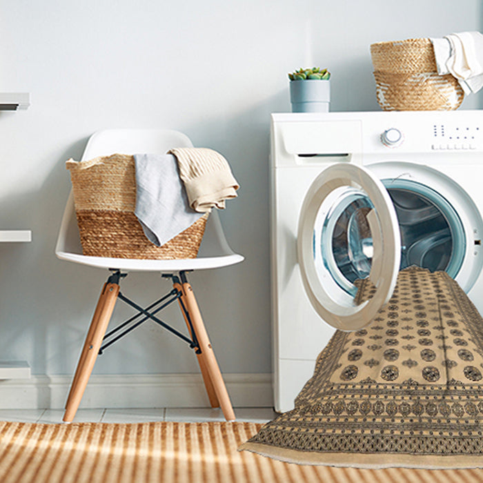 Machine Washable Traditional Red Brown Rug in a Washing Machine, wshtr2470