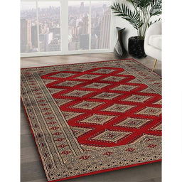 Traditional Dark Almond Brown Persian Rug in Family Room, tr2471