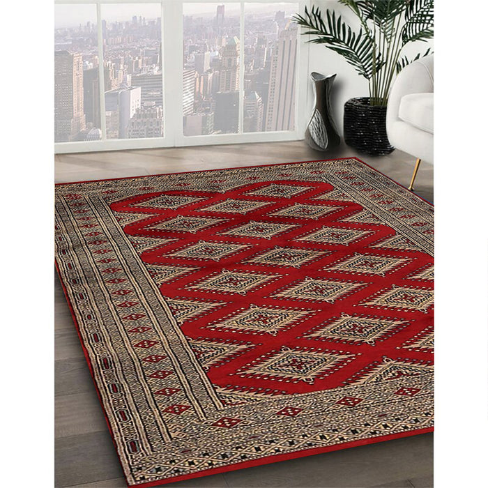 Machine Washable Traditional Dark Almond Brown Rug in a Family Room, wshtr2471