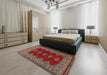 Machine Washable Traditional Dark Almond Brown Rug in a Bedroom, wshtr2472