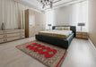 Traditional Dark Almond Brown Persian Rug in a Bedroom, tr2472