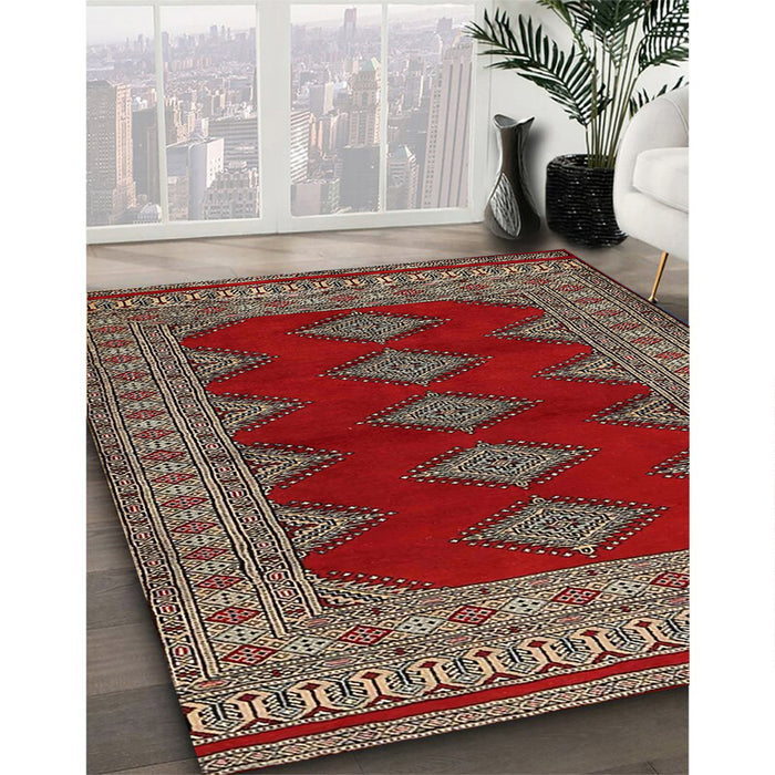 Traditional Dark Almond Brown Persian Rug in Family Room, tr2472