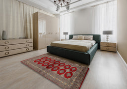 Traditional Saffron Red Persian Rug in a Bedroom, tr2473