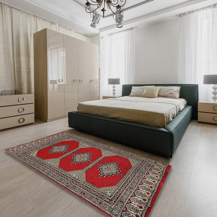 Machine Washable Traditional Brown Rug in a Bedroom, wshtr2474