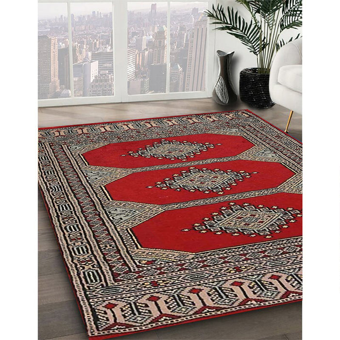 Traditional Brown Persian Rug in Family Room, tr2474