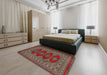 Traditional Dark Almond Brown Southwestern Rug in a Bedroom, tr2478