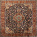 Round Machine Washable Traditional Peru Brown Rug, wshtr247