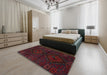 Traditional Burgundy Brown Persian Rug in a Bedroom, tr2481