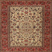 Round Machine Washable Traditional Saffron Red Rug, wshtr2483