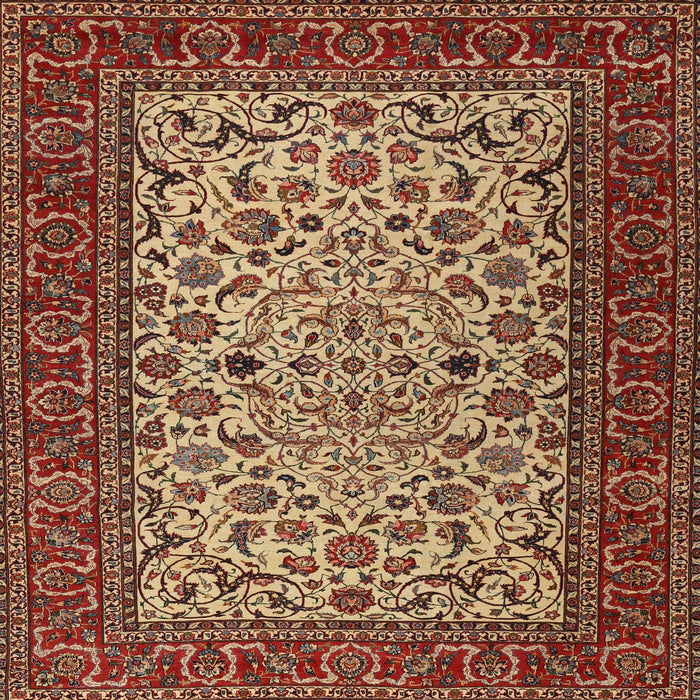 Square Traditional Saffron Red Persian Rug, tr2483