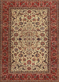 Machine Washable Traditional Saffron Red Rug, wshtr2483