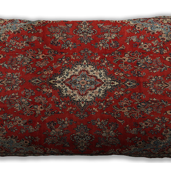 Traditional Classic Rectangular Tomato Red Lumbar Throw Pillow, 13 inch by 19 inch, lbtr2484