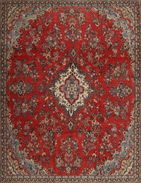 Machine Washable Traditional Tomato Red Rug, wshtr2484