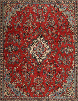 Machine Washable Traditional Tomato Red Rug, wshtr2484