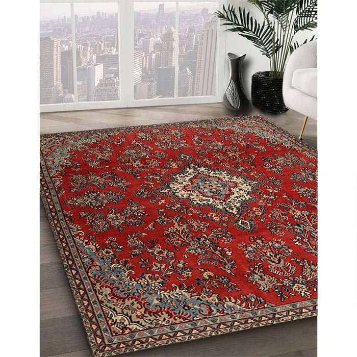 Traditional Red Persian Rug in Family Room, tr2484
