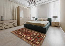 Traditional Maroon Red Persian Rug in a Bedroom, tr2485