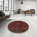 Round Traditional Chestnut Brown Persian Rug in a Office, tr2487