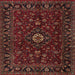 Round Machine Washable Traditional Chestnut Brown Rug, wshtr2487