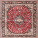 Square Traditional Light French Beige Brown Medallion Rug, tr2488