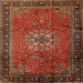 Square Traditional Gold Brown Medallion Rug, tr248