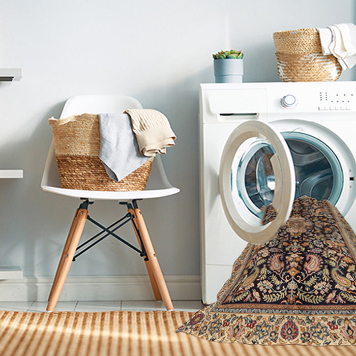 Machine Washable Traditional Red Brown Rug in a Washing Machine, wshtr2495
