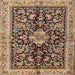 Round Machine Washable Traditional Red Brown Rug, wshtr2495