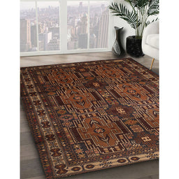 Traditional Sienna Brown Southwestern Rug in Family Room, tr2496