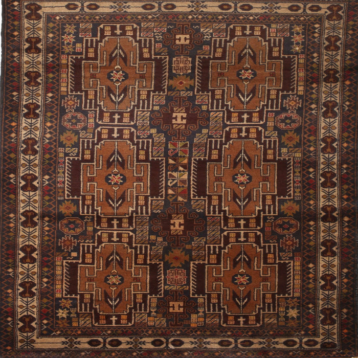 Square Traditional Sienna Brown Southwestern Rug, tr2496