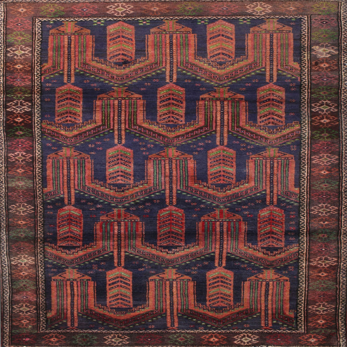 Square Traditional Chestnut Brown Persian Rug, tr2498