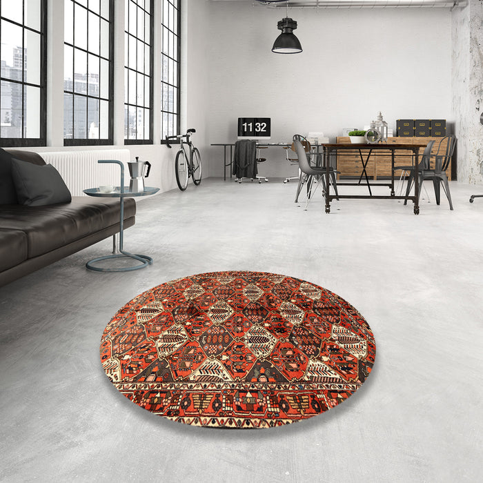 Round Traditional Crimson Red Persian Rug in a Office, tr249