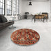 Round Traditional Crimson Red Persian Rug in a Office, tr249