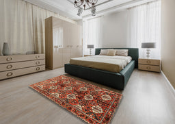 Traditional Crimson Red Persian Rug in a Bedroom, tr249