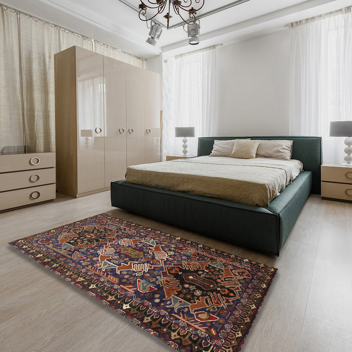 Traditional Brown Persian Rug in a Bedroom, tr2500