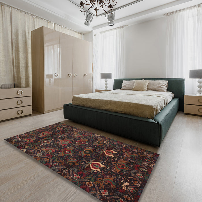 Traditional Reddish Brown Persian Rug in a Bedroom, tr2502