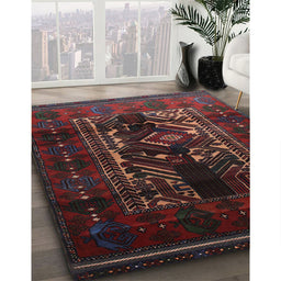 Traditional Deep Red Persian Rug in Family Room, tr2503