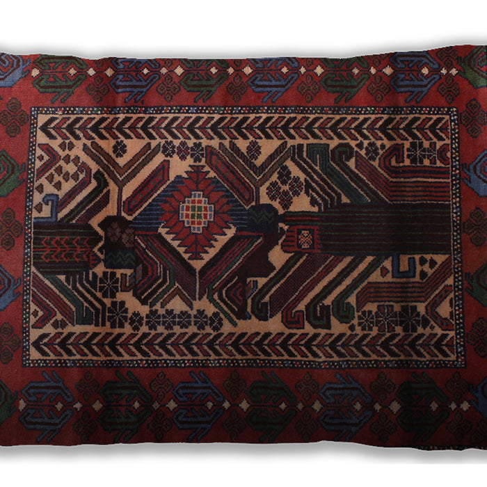 Traditional Classic Rectangular Deep Red Lumbar Throw Pillow, 13 inch by 19 inch, lbtr2503