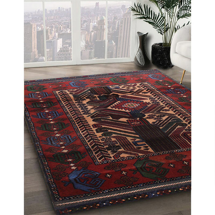 Traditional Deep Red Persian Rug in Family Room, tr2503