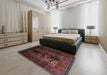 Traditional Deep Red Persian Rug in a Bedroom, tr2503