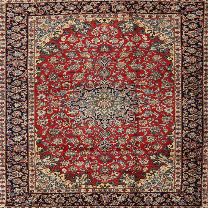 Round Machine Washable Traditional Saffron Red Rug, wshtr2504
