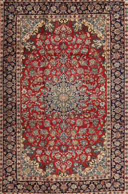 Machine Washable Traditional Saffron Red Rug, wshtr2504