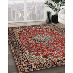 Machine Washable Traditional Saffron Red Rug in a Family Room, wshtr2504