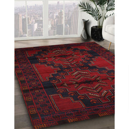Traditional Burgundy Brown Persian Rug in Family Room, tr2505