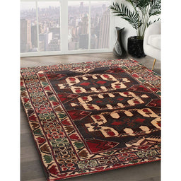 Traditional Dark Gold Brown Persian Rug in Family Room, tr2506