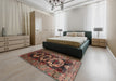 Traditional Dark Gold Brown Persian Rug in a Bedroom, tr2506