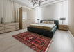 Traditional Chestnut Brown Persian Rug in a Bedroom, tr2507