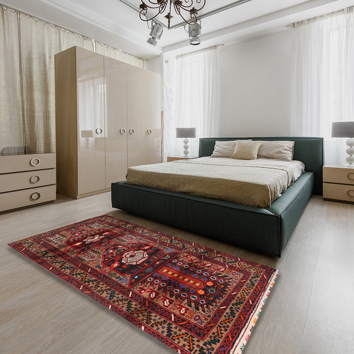 Machine Washable Traditional Chestnut Brown Rug in a Bedroom, wshtr2507