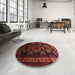 Round Traditional Wine Red Persian Rug in a Office, tr2508