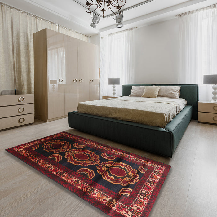 Traditional Wine Red Persian Rug in a Bedroom, tr2508