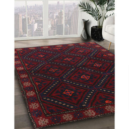Machine Washable Traditional Burgundy Brown Rug in a Family Room, wshtr2509